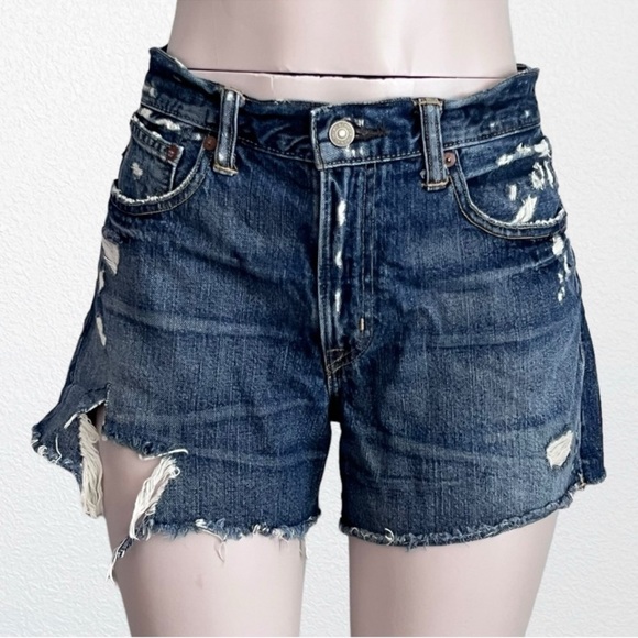 Polo by Ralph Lauren Dungarees Crosby Cutoff Destroyed Denim SZ 28 Med Wash - Picture 3 of 14